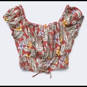 Crop top, flower prints, off the shoulder, Not used